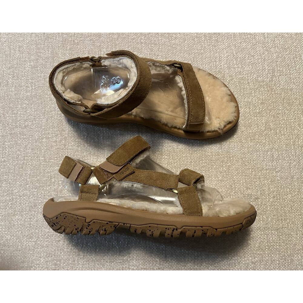 TEVA Sandals Brown Suede Lamb Shearling Fur Lined Strappy Women’s Size 9